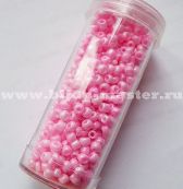 Бисер "Zlatka"в пластиковой  тубе, № 8, розовый, непрозрачный глянцевый , 20 гр.