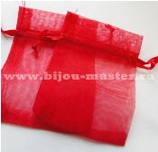 Сумочка из органзы подарочная полупрозрачная, красная, 100х70 мм