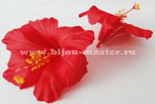 Цветок из ткани"Гибискус" красный около 100мм