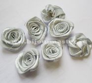 Цветок декоративный  из атласной ленты 28-30мм серебристо-серый