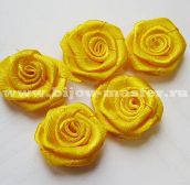 Цветок декоративный  из атласной ленты 28-30мм желтый