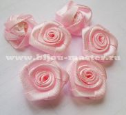Цветок декоративный  из атласной ленты 28-30мм розовый