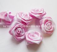 Цветок декоративный  из атласной ленты 28мм бело-розовый