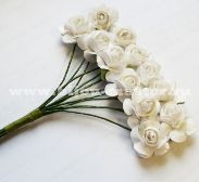 Розочки для декорирования бумажные, белые, размер цветка 16х16 мм, (в упаковке 10 цветов)