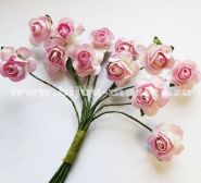 Розочки для декорирования бумажные, розовые, размер цветка 16х16 мм, (в упаковке 10 цветов)