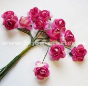 Розочки для декорирования бумажные,ярко- розовые, размер цветка 16х16 мм, (в упаковке 10 цветов)