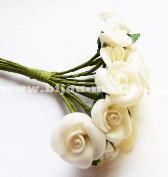 Розочки для декорирования , цвет  - "ivory", размер цветка 20х20 мм, (в упаковке 12 цветов), длина прутка - 80 мм