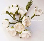 Цветы для декорирования бумажные, белый (в упаковке 10 цветков)