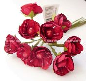 Цветы для декорирования бумажные, бордовый (в упаковке 10 цветков)