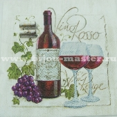 Салфетка для декупажа "Красное вино", размер 33х33 см 