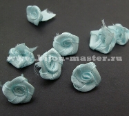 Розочка для декорирования из ленты, голубая, 12 мм