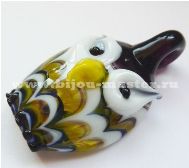 Кулон lampwork "Сова" с аметистовой петлей, 57х33мм