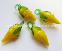 Авторский кулон lampwork ручной работы "репка", желтый с зеленым