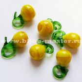 Авторский кулон lampwork ручной работы "груша", желтый с зеленым