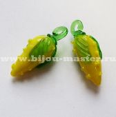 Авторский кулон lampwork ручной работы "Кукуруза", зеленый с желтым