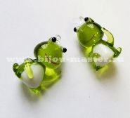 Авторский кулон lampwork ручной работы "Лягушонок", зеленый с белым