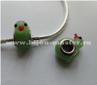 Бусина pandora lampwork  "Утенок"  светло-зеленого цвета, 23х15 мм