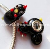 Бусина lampwork pandora курица 20х21мм черная