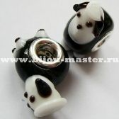 Бусина lampwork пандора "собачка" черно-белая 15х22мм