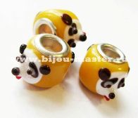 Бусина pandora lampwork  "Панда", на желтой бусине, 11х15 мм