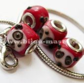 Бусина pandora lampwork  "Панда", на красной бусине, 11х15 мм