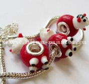 Бусина lampwork пандора "зверёк" красно-белый 17х22мм