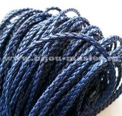 Шнур из кож/зам-я плетёный, синий 3 мм (цена за один метр)
