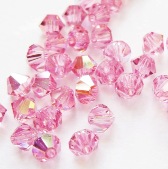 Бусина Swarovski арт.5301 биконус, размер 4 мм, цвет Light Rose AB