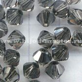 Бусина Swarovski  арт.5301 биконус, размер 4 мм,цвет BLACK DIAMOND SATIN